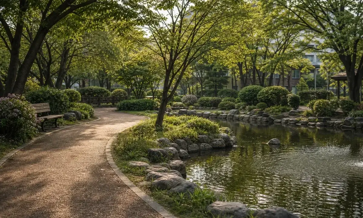 작은 공원을 한 바퀴 도는 동네 산책 대표 이미지