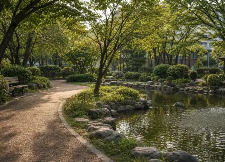 작은 공원을 한 바퀴 도는 동네 산책 대표 이미지