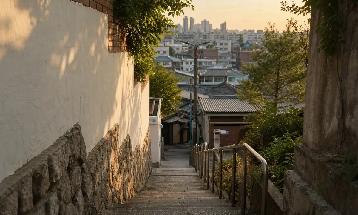낮은 계단이 만드는 동네 사진 구도 대표 이미지
