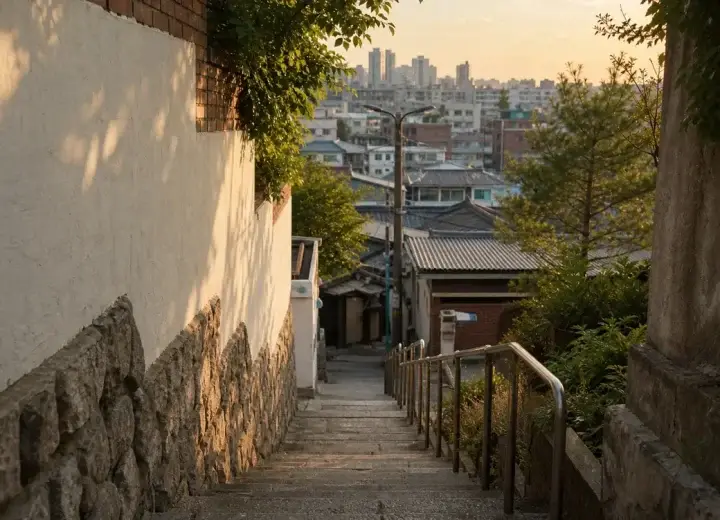 낮은 계단이 만드는 동네 사진 구도 대표 이미지