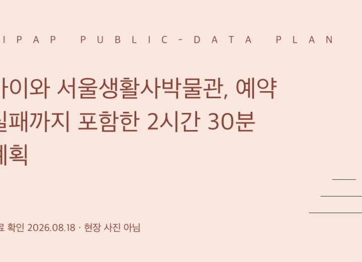 서울생활사박물관 어린이 동행 2시간 30분 계획 정보 그래픽