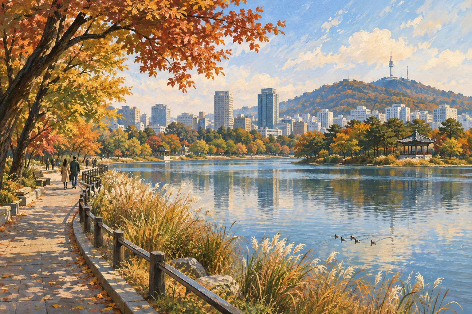 일산호수공원과 정발산을 반나절로 줄이는 계획의 방문 목적을 설명하는 일러스트(현장 사진 아님)